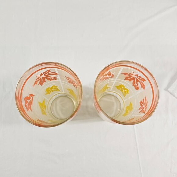 Hazel Atlas Frosted Fall Leaves Large 22 Oz Tumbler Drinking Glasses – Set of 2 - Picture 14 of 17